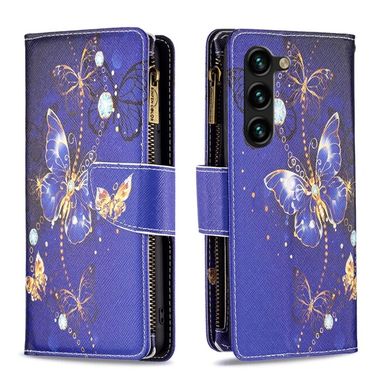 Peněženkové kožené pouzdro Drawing pro Samsung Galaxy S24 Plus 5G - Purple Butterfly