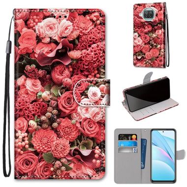 Peňeženkové kožené pouzdro DRAWING na Xiaomi Mi 10T Lite 5G - Pink Rose Garden