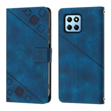 Peněženkové kožené pouzdro Embossed pro Honor X8 5G/X6 - Modrá