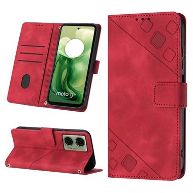 Peněženkové kožené pouzdro Embossed pro Motorola Moto G04/ G24 - Červená