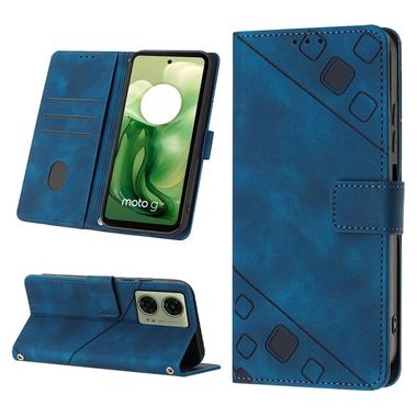 Peněženkové kožené pouzdro Embossed pro Motorola Moto G04/ G24 - Modrá