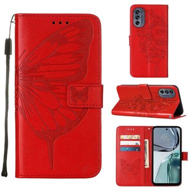 Peněženkové kožené pouzdro EMBOSSED pro Motorola Moto G62 5G - Červená