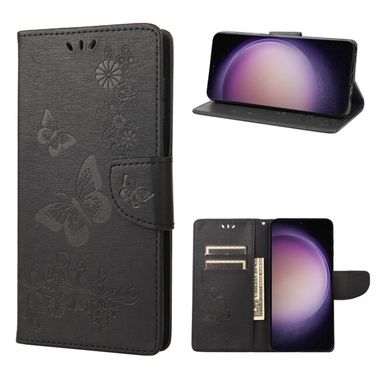 Peňeženkové kožené pouzdro EMBOSSED pro Samsung Galaxy S23 5G – Černá