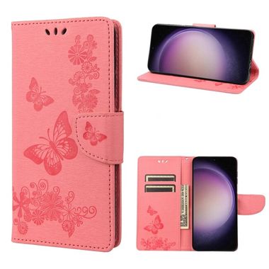 Peňeženkové kožené pouzdro EMBOSSED pro Samsung Galaxy S23 5G – Růžová