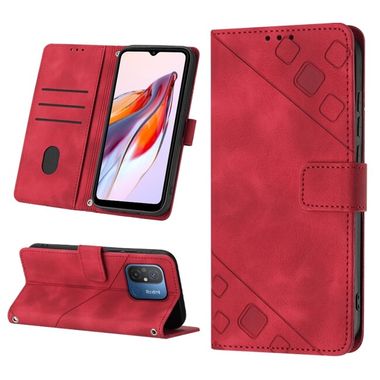 Peněženkové kožené pouzdro EMBOSSED na Xiaomi Redmi 12C – Červená