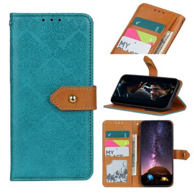 Peněženkové kožené pouzdro Floral na Xiaomi Redmi Note 10/10S - Modrá