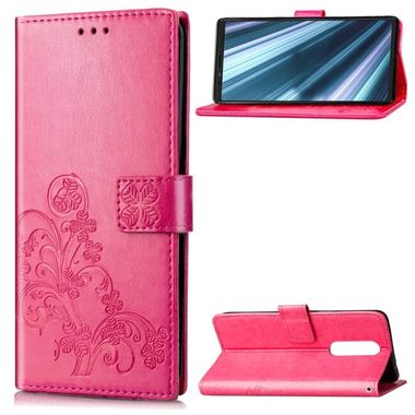 Peňaženkové kožené pouzdro FLOWERS na Sony Xperia 1 - Ružovočervená