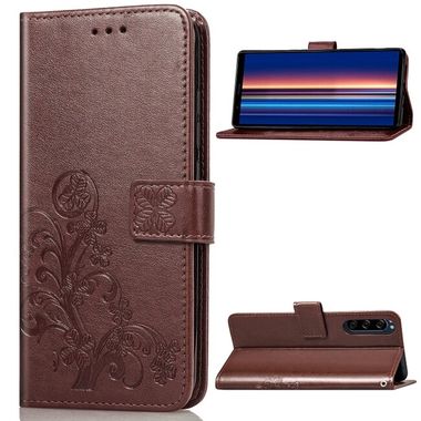 Peňaženkové kožené pouzdro ROSES na Sony Xperia 5 - Hnědá