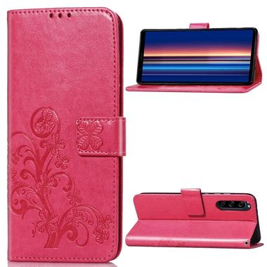 Peňaženkové kožené pouzdro ROSES na Sony Xperia 5 - Magenta