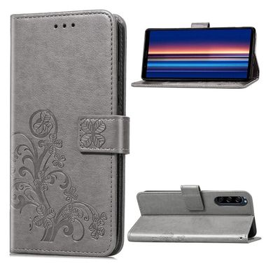 Peňaženkové kožené pouzdro ROSES na Sony Xperia 5 - Šedá