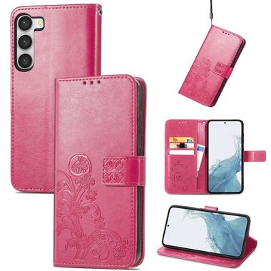 Peňeženkové kožené pouzdro FOUR-LEAF pro Samsung Galaxy S23 Ultra 5G – Růžová