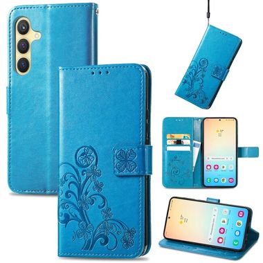 Peněženkové kožené pouzdro Four-leaf pro Samsung Galaxy S24 Plus 5G - Modrá