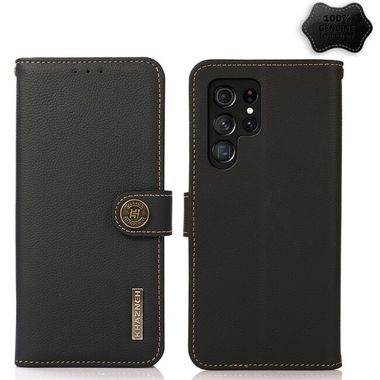 Peňeženkové kožené pouzdro GENUINE pro Samsung Galaxy S23 Ultra 5G – Černá