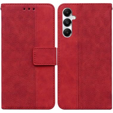 Peněženkové kožené pouzdro Geometric Embossed pro Samsung Galaxy A05s - Červená