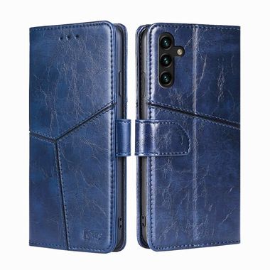 Peněženkové kožené pouzdro GEOMETRIC pro Samsung Galaxy A04s - Modrá