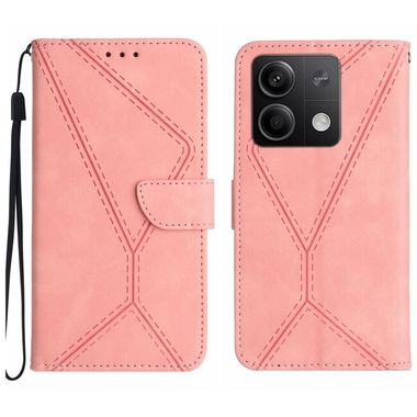 Peněženkové kožené pouzdro Global Stitching na Xiaomi Redmi Note 13 4G - Růžová