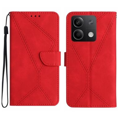 Peněženkové kožené pouzdro Global Stitching na Xiaomi Redmi Note 13 Pro 4G - Červená