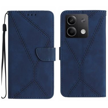 Peněženkové kožené pouzdro Global Stitching na Xiaomi Redmi Note 13 Pro 4G - Modrá