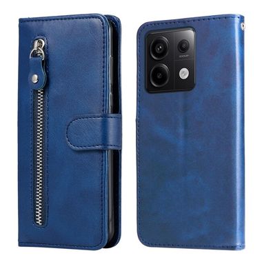 Peněženkové kožené pouzdro Global Zipper na Xiaomi Redmi Note 13 Pro - Modrá