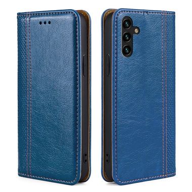 Peněženkové kožené pouzdro GRID pro Samsung Galaxy A04s - Modrá