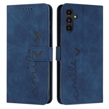 Peňeženkové kožené pouzdro HEART pro Samsung Galaxy A54 5G – Modrá
