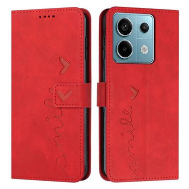 Peněženkové kožené pouzdro Heart na Xiaomi Redmi Note 13 Pro 4G - Červená