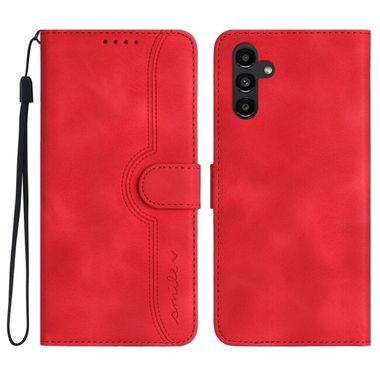 Peněženkové kožené pouzdro Heart Pattern pro Samsung Galaxy A24 - Červená