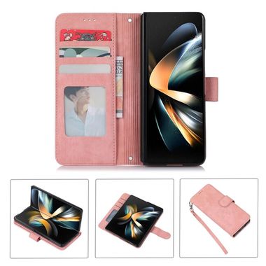 Peněženkové kožené pouzdro Horizontal pro Samsung Galaxy Z Fold5 - Růžová