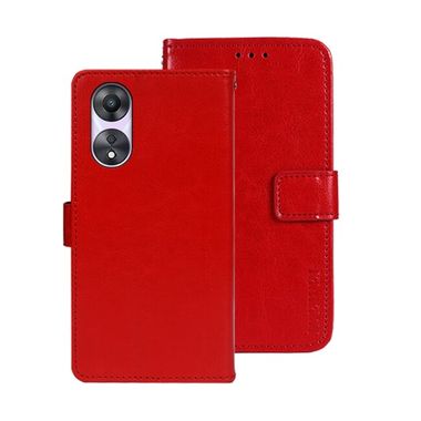 Peněženkové kožené pouzdro IDEWEI na Oppo A58 5G - Červená