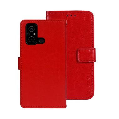 Peněženkové kožené pouzdro IDEWEI na Xiaomi Redmi 12C - Červená