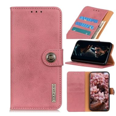 Peněženkové kožené pouzdro KHAZNEH Cowhide na Xiaomi Redmi Note 10/10S - Růžová