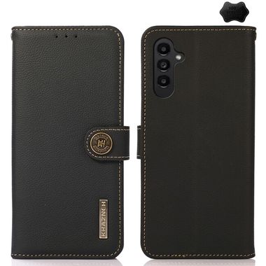 Peněženkové kožené pouzdro KHAZNEH Custer pro Samsung Galaxy A25 5G - Černá