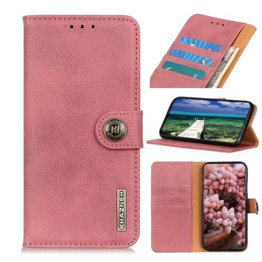 Peněženkové kožené pouzdro KHAZNEH Hovězí kůže na Xiaomi Redmi 12C - Růžová
