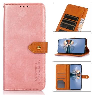 Peněženkové kožené pouzdro KHAZNEH pro Samsung Galaxy A34 5G - Růžově zlatá