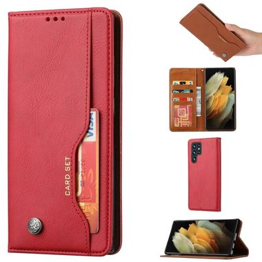 Peňeženkové kožené pouzdro KNEAD pro Samsung Galaxy S23 Ultra 5G – Červená