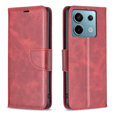 Peněženkové kožené pouzdro Lambskin na Xiaomi Redmi Note 13 Pro 4G - Červená