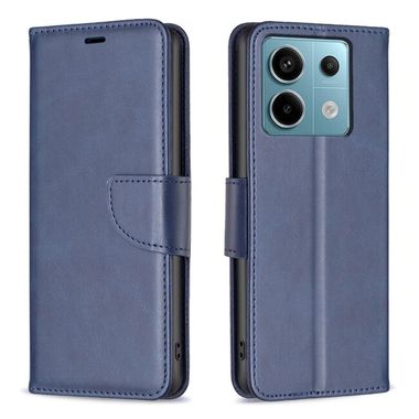 Peněženkové kožené pouzdro Lambskin na Xiaomi Redmi Note 13 Pro 4G - Modrá