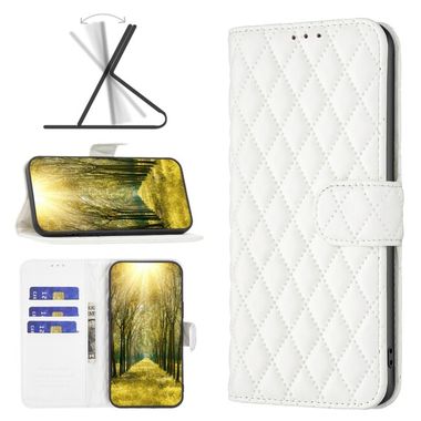 Peněženkové kožené pouzdro LATTICE pro Samsung Galaxy A03 - Bílá
