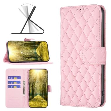 Peněženkové kožené pouzdro LATTICE pro Samsung Galaxy A03 - Růžová