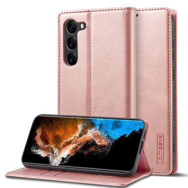 Peňeženkové kožené pouzdro LC.IMEEKE pro Samsung Galaxy S23 5G – Růžově zlatá