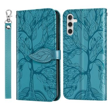 Peněženkové kožené pouzdro Life Tree pro Samsung Galaxy A34 5G – Modrá