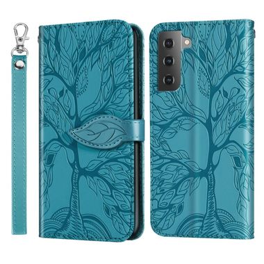 Peňeženkové kožené pouzdro LIFE TREE pro Samsung Galaxy S23 5G – Modrá