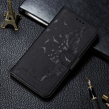 Peňeženkové kožené pouzdro LITCHI na Samsung Galaxy A22 4G - Černá