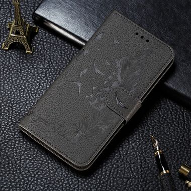 Peňeženkové kožené pouzdro LITCHI na Samsung Galaxy A22 4G - Šedá