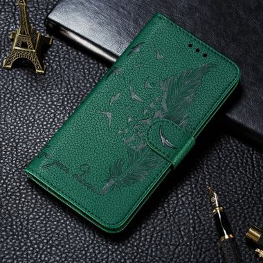 Peňeženkové kožené pouzdro LITCHI na Samsung Galaxy A22 4G - Zelená