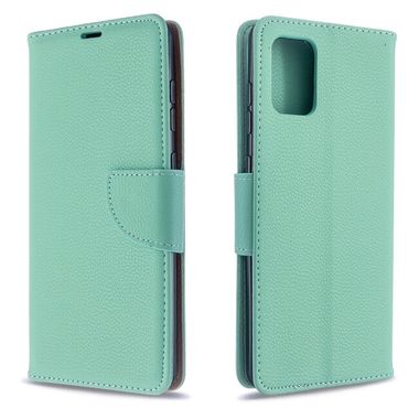 Peněženkové kožené pouzdro Litchi pro Samsung Galaxy A71 - Zelená