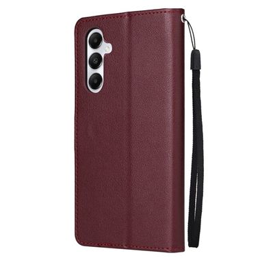 Peněženkové kožené pouzdro Multifunctional Flip na Samsung Galaxy A05s - Vínově červená