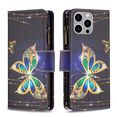 Peněženkové kožené pouzdro pro iPhone 15 Pro Max - Big Butterfly