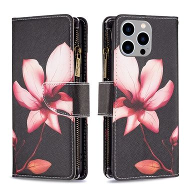 Peněženkové kožené pouzdro pro iPhone 15 Pro Max - Lotus