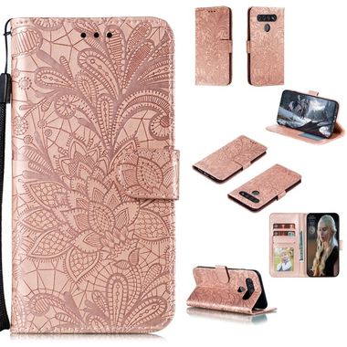 Peňeženkové kožené pouzdro na LG K51S - Ružovozlatá